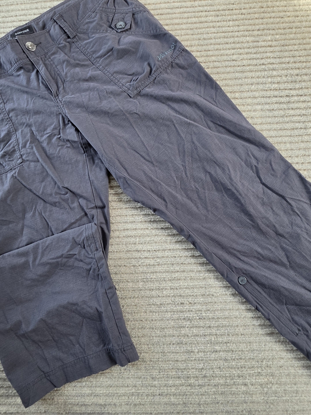 Marmot Women's Outdoor Hiking Pants Roll-Up Convertible Nylon Stretch 14 Gray